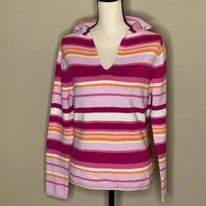 Sonoma V-neck Hooded Striped Sweater